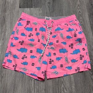 Party Pants Pink Whale-Print Men’s Swim Trunks